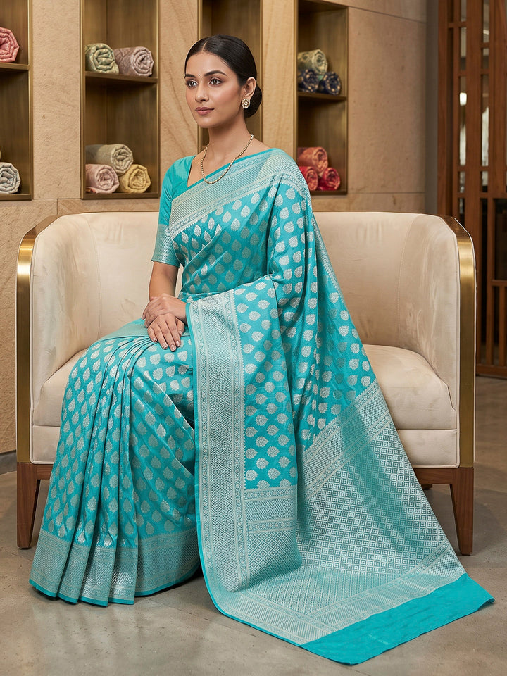 Dark-Blue Art Silk Woven Saree