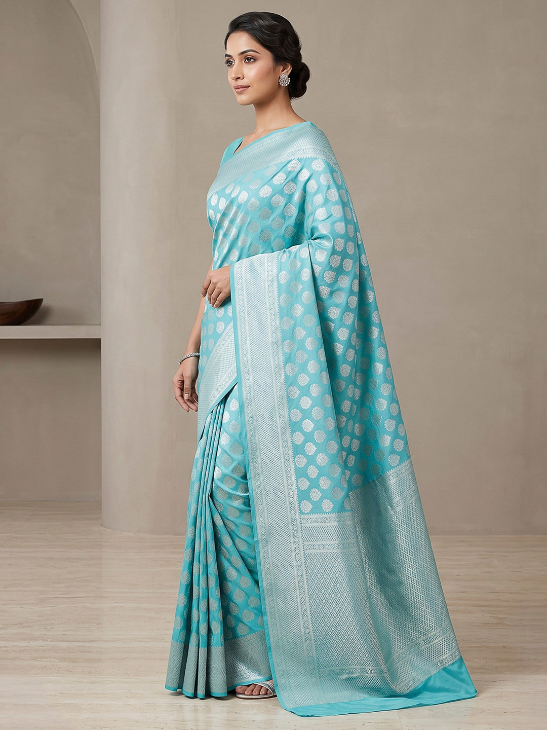 Dark-Blue Art Silk Woven Saree