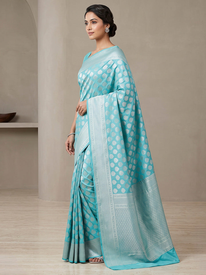Dark-Blue Art Silk Woven Saree