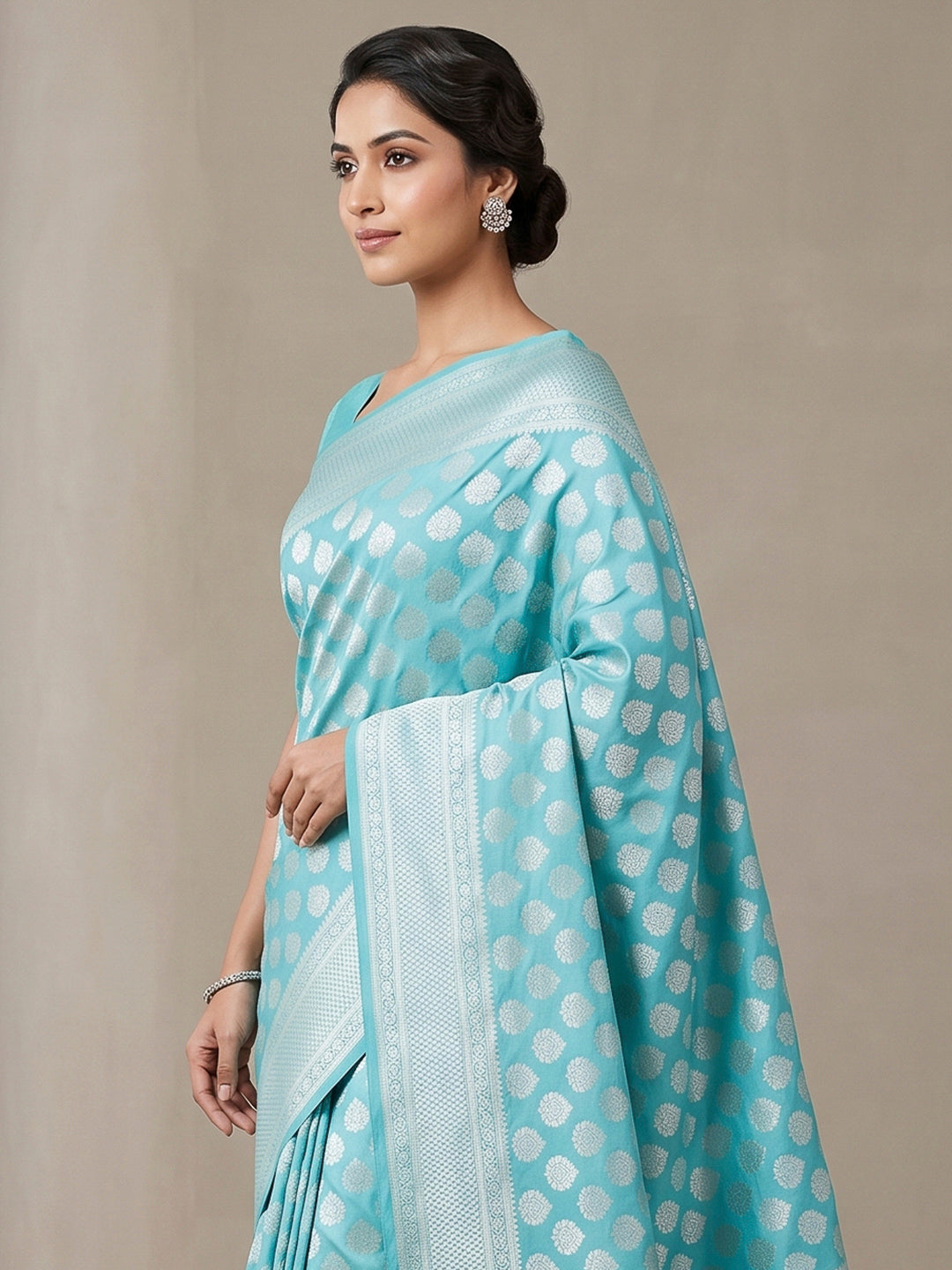Dark-Blue Art Silk Woven Saree