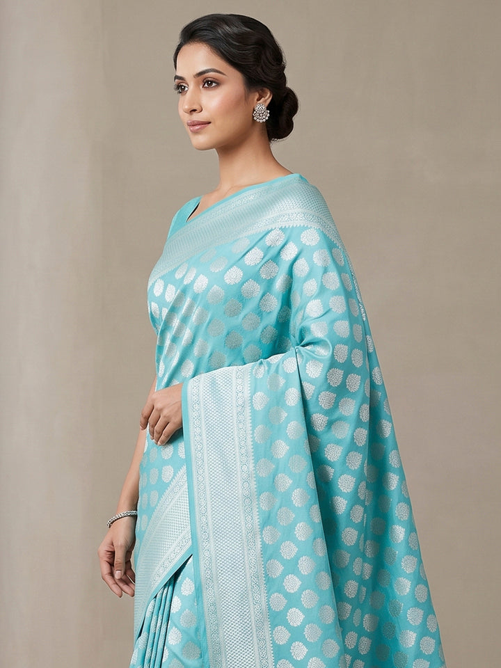 Dark-Blue Art Silk Woven Saree