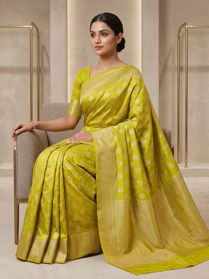 Olive Art Silk Woven Saree