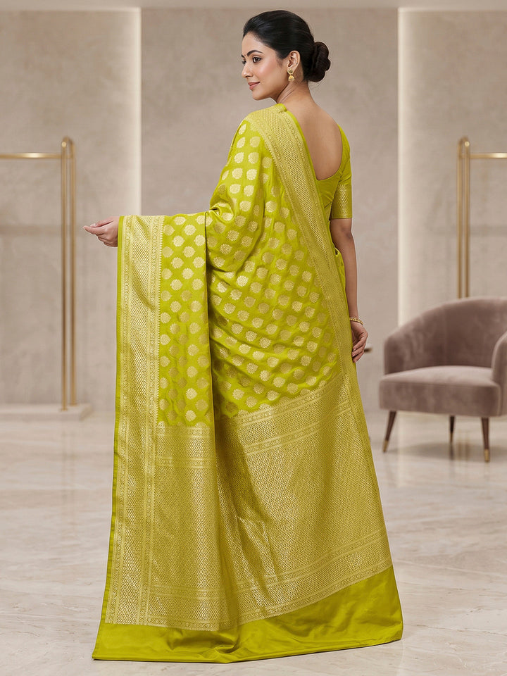 Olive Art Silk Woven Saree