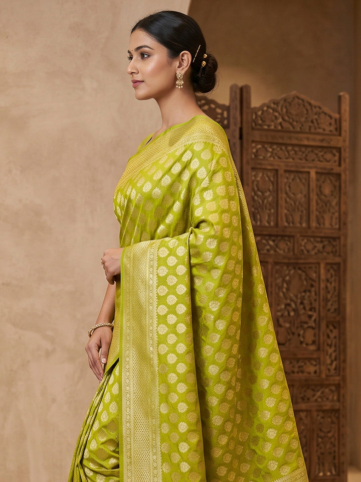 Olive Art Silk Woven Saree
