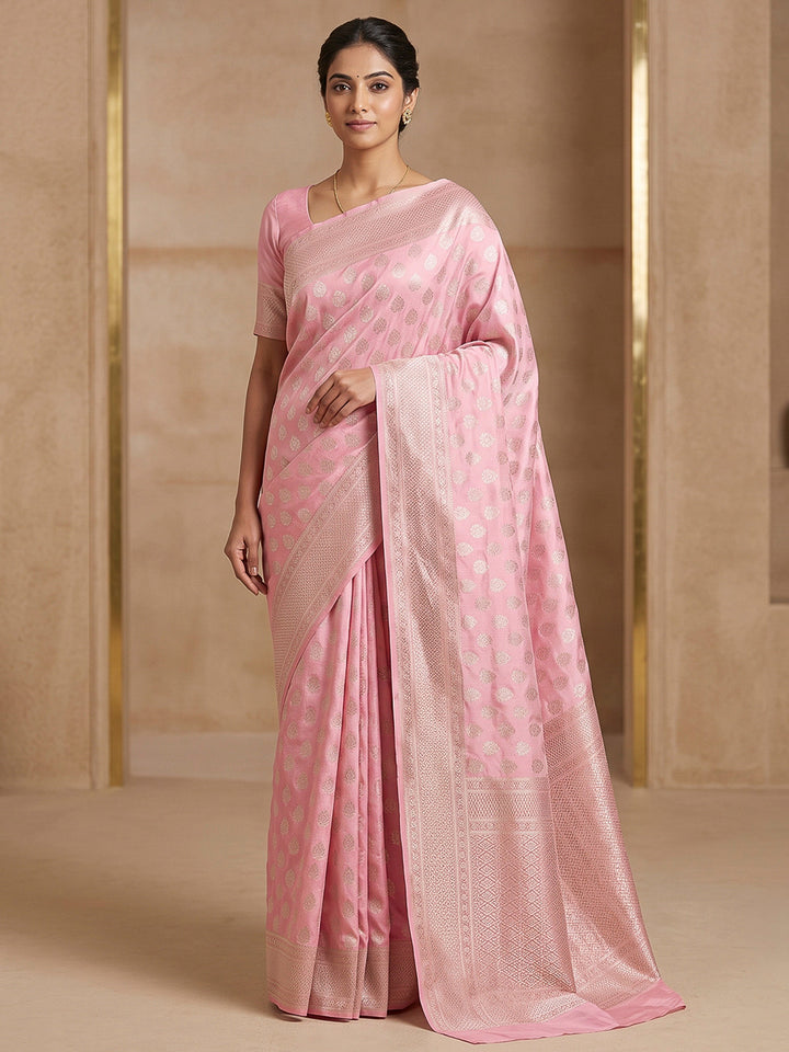 Onion-Pink- Art Silk Woven Saree