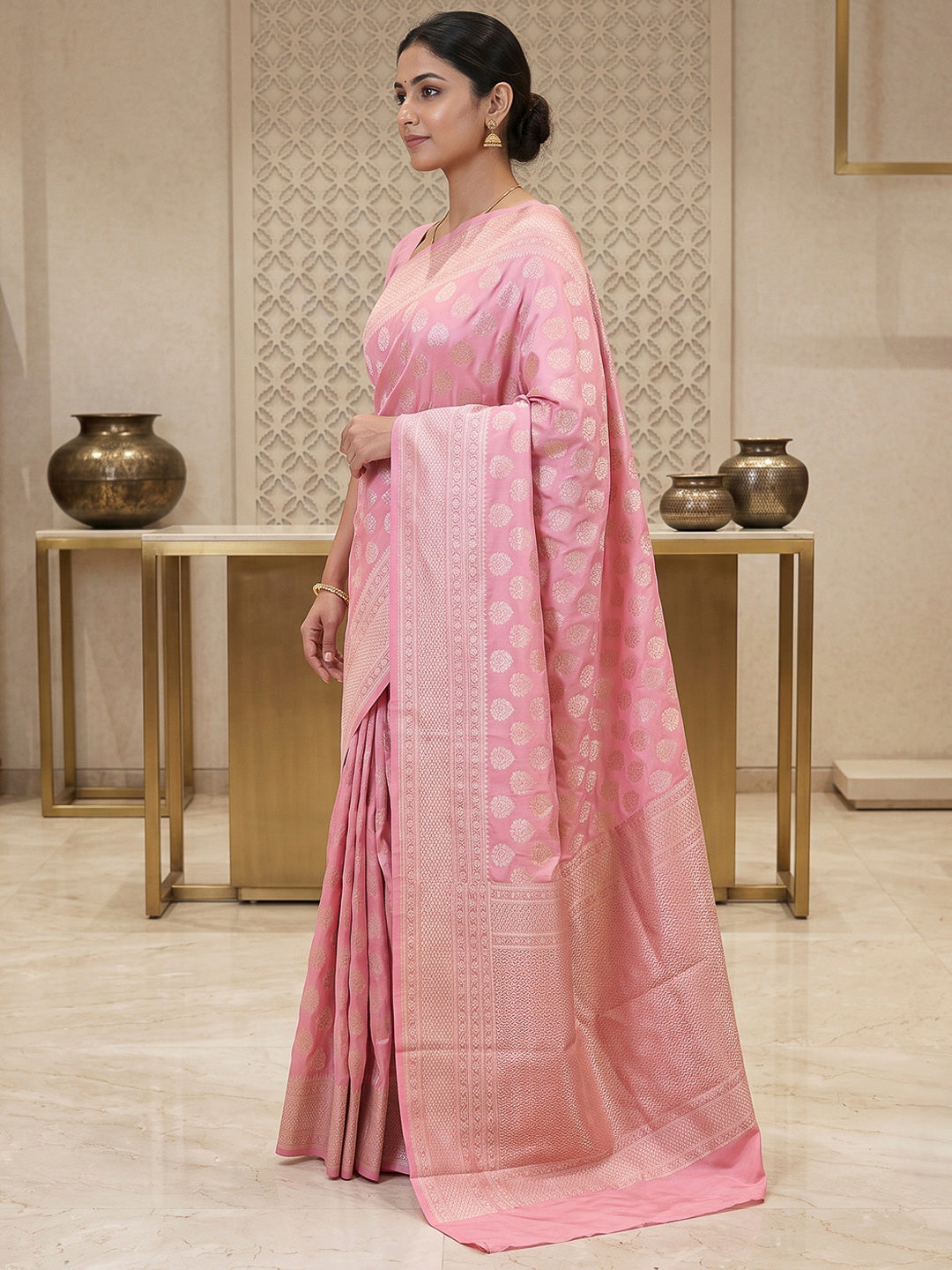 Onion-Pink- Art Silk Woven Saree
