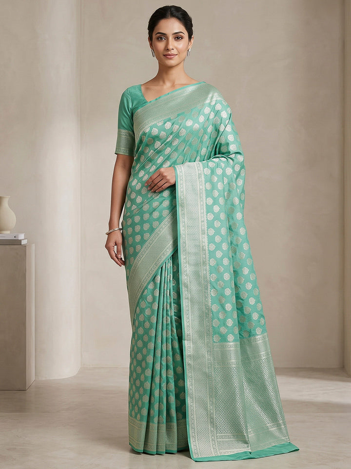 Pista-Green Art Silk Woven Saree