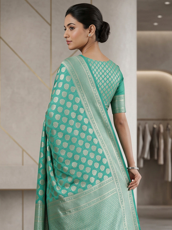 Pista-Green Art Silk Woven Saree