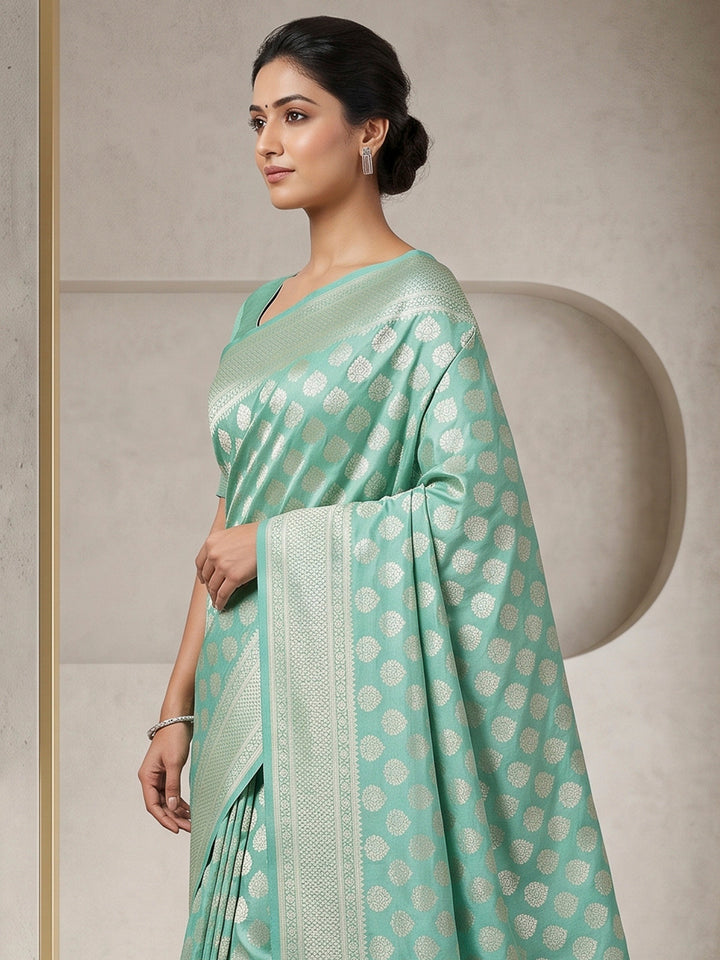 Pista-Green Art Silk Woven Saree