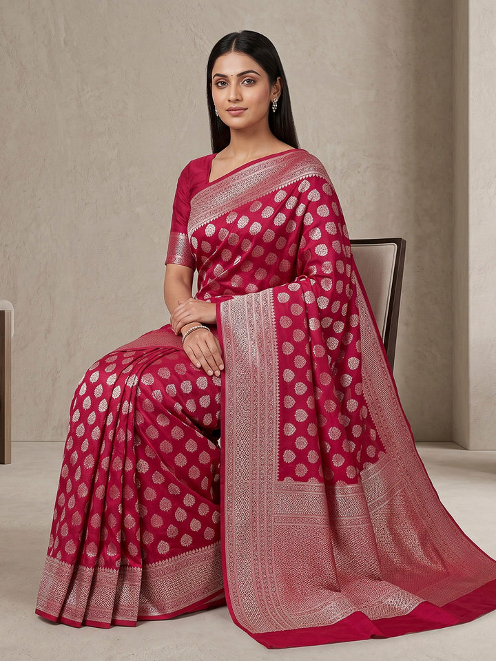 Wine Art Silk Woven Saree
