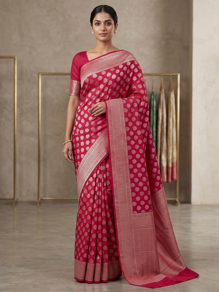 Wine Art Silk Woven Saree
