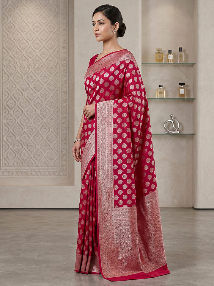 Wine Art Silk Woven Saree