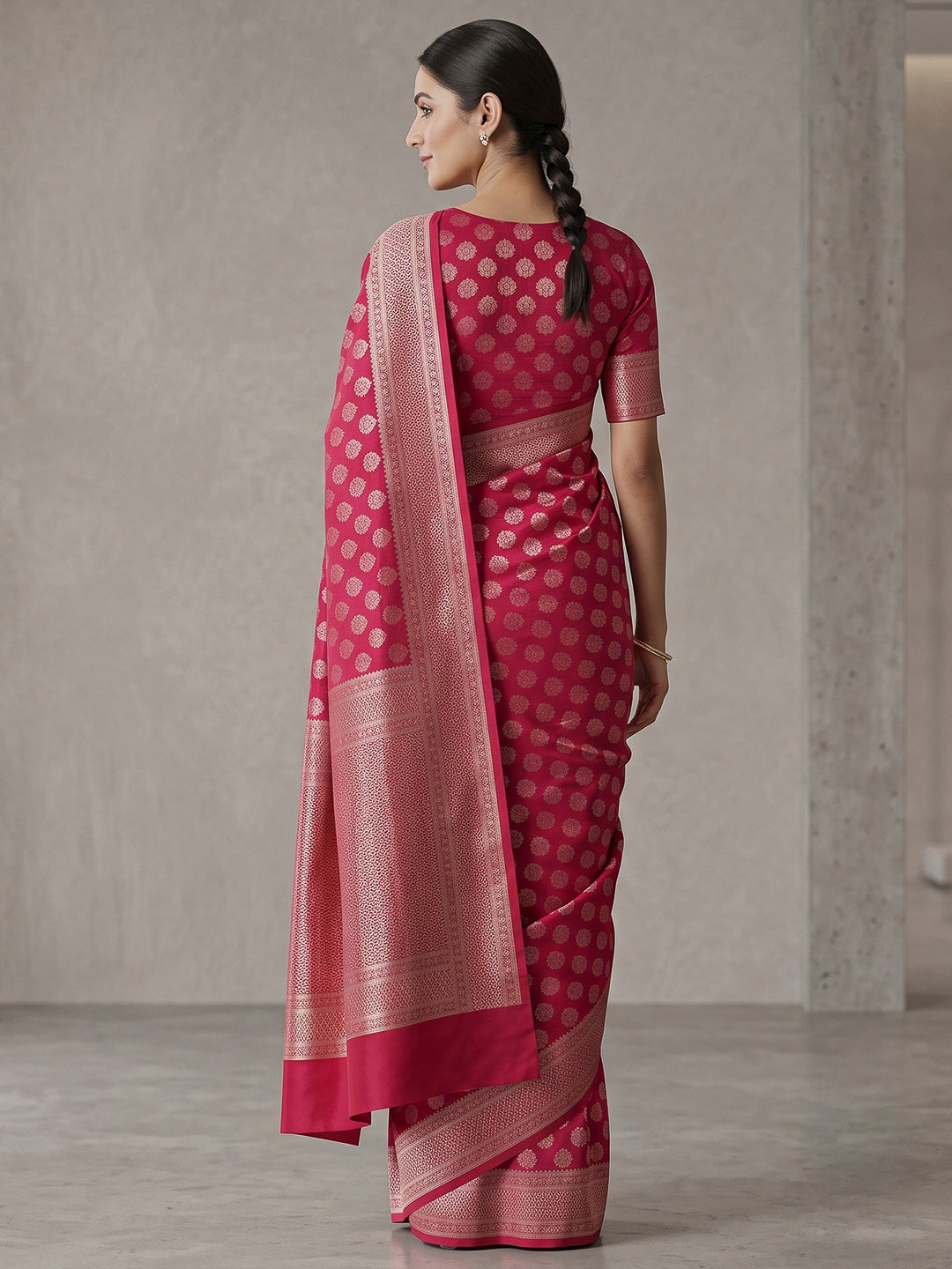 Wine Art Silk Woven Saree
