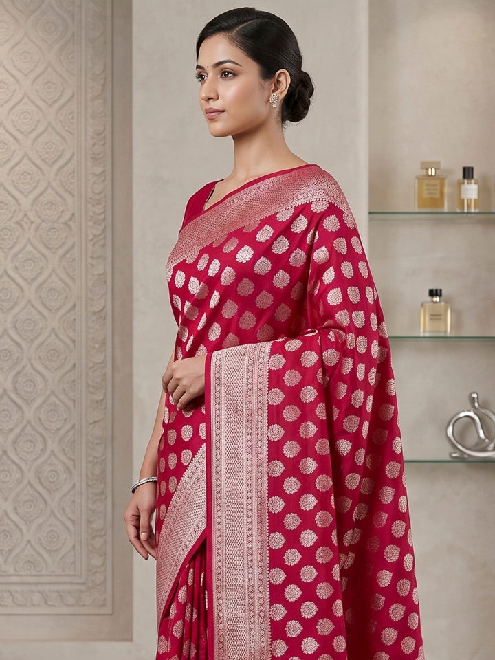 Wine Art Silk Woven Saree