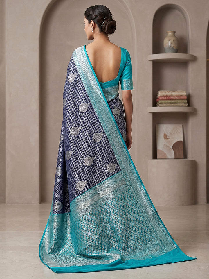Navy Blue-Blue Art Silk Woven Saree