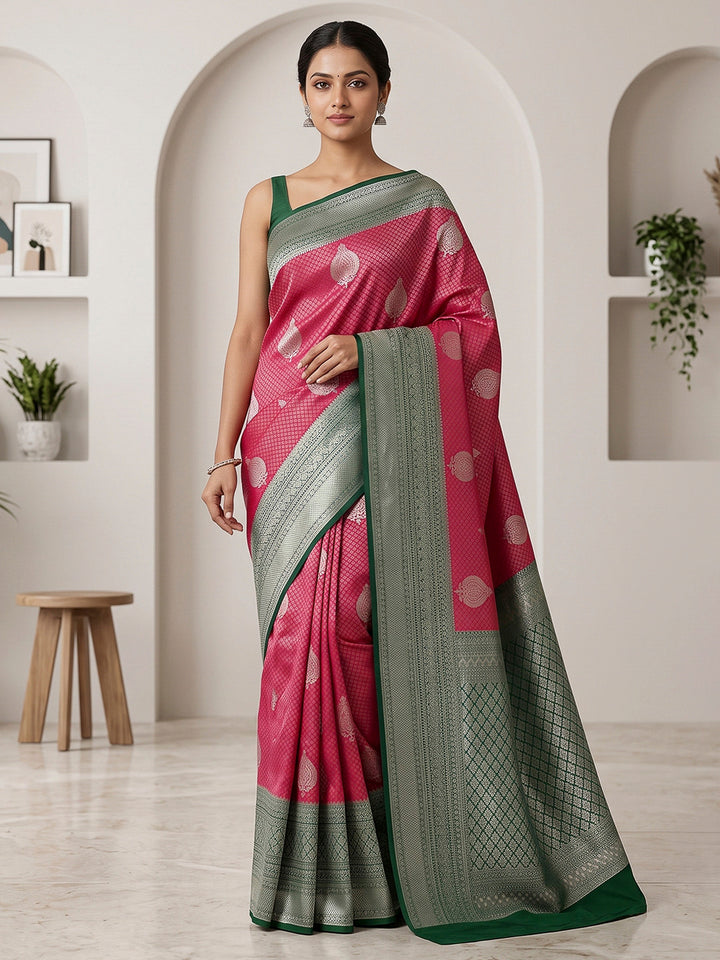 Rani-Bottle Green Art Silk Woven Saree