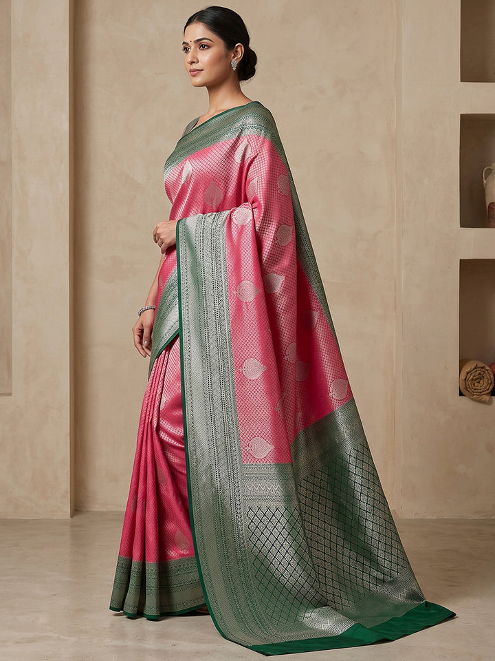 Rani-Bottle Green Art Silk Woven Saree