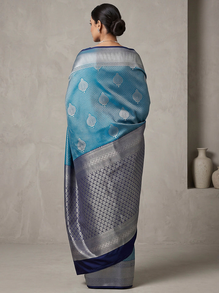 Teal Blue-Navy Art Silk Woven Saree