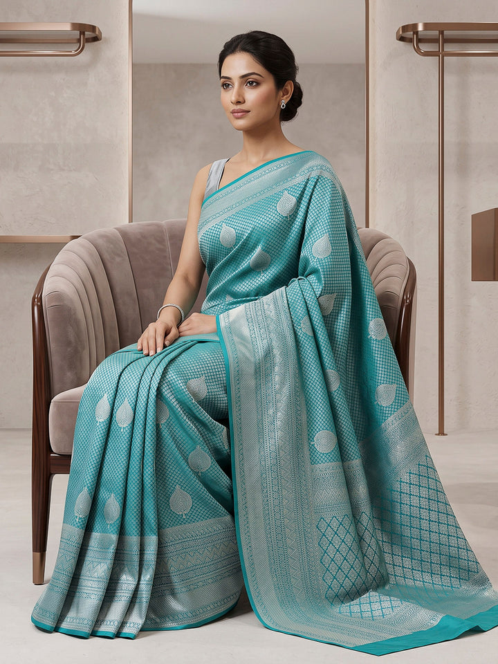 Blue Art Silk Woven Saree
