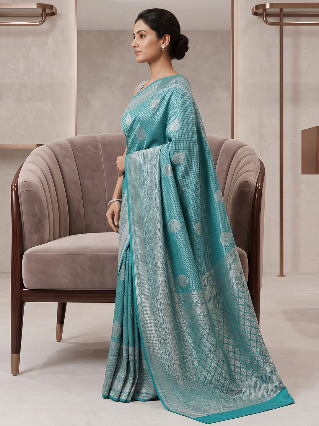 Blue Art Silk Woven Saree
