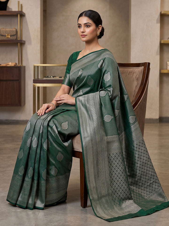 Green Art Silk Woven Saree