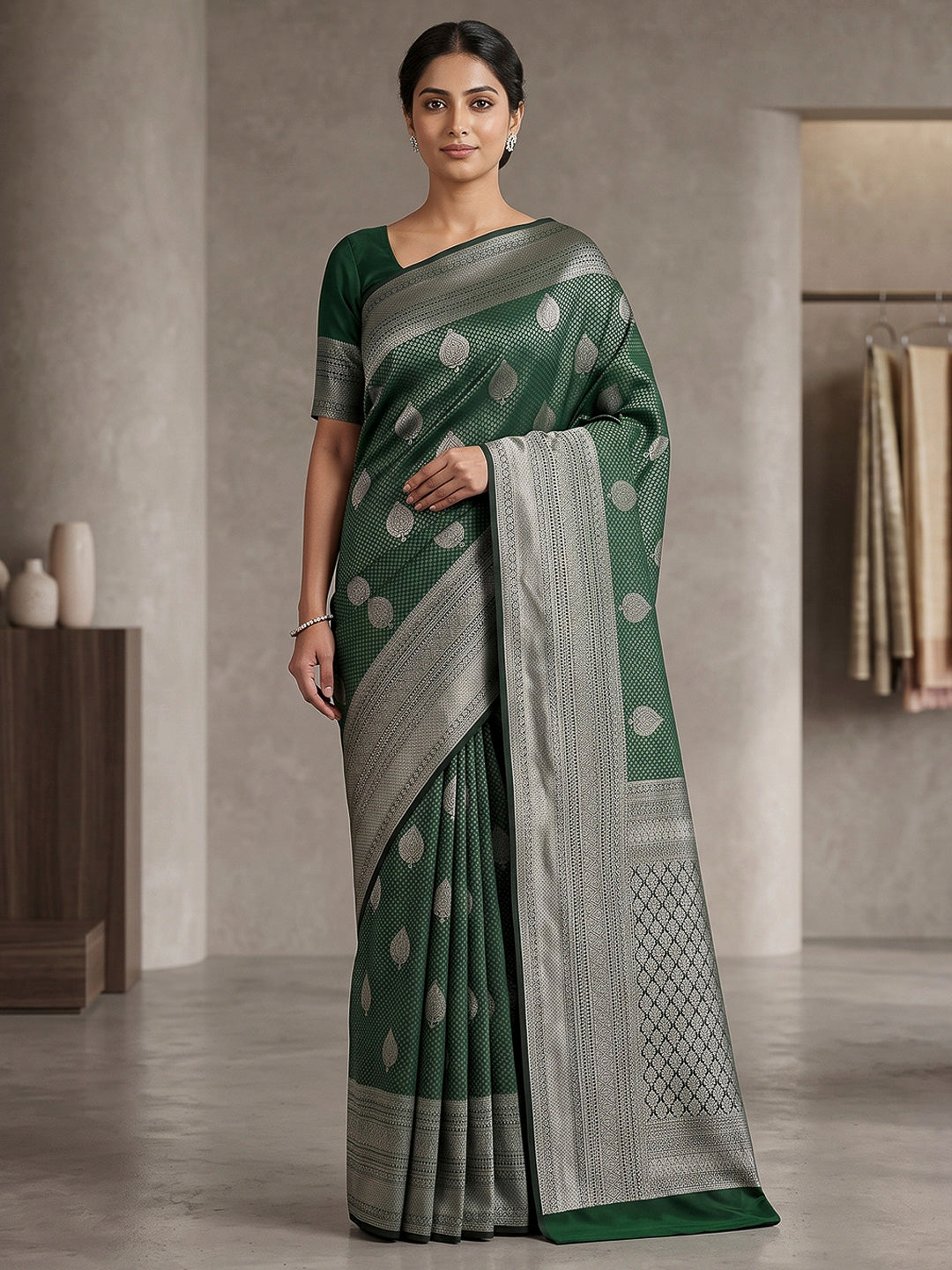 Green Art Silk Woven Saree