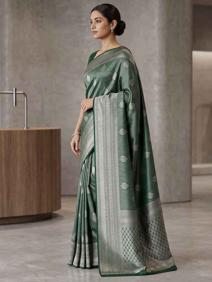 Green Art Silk Woven Saree