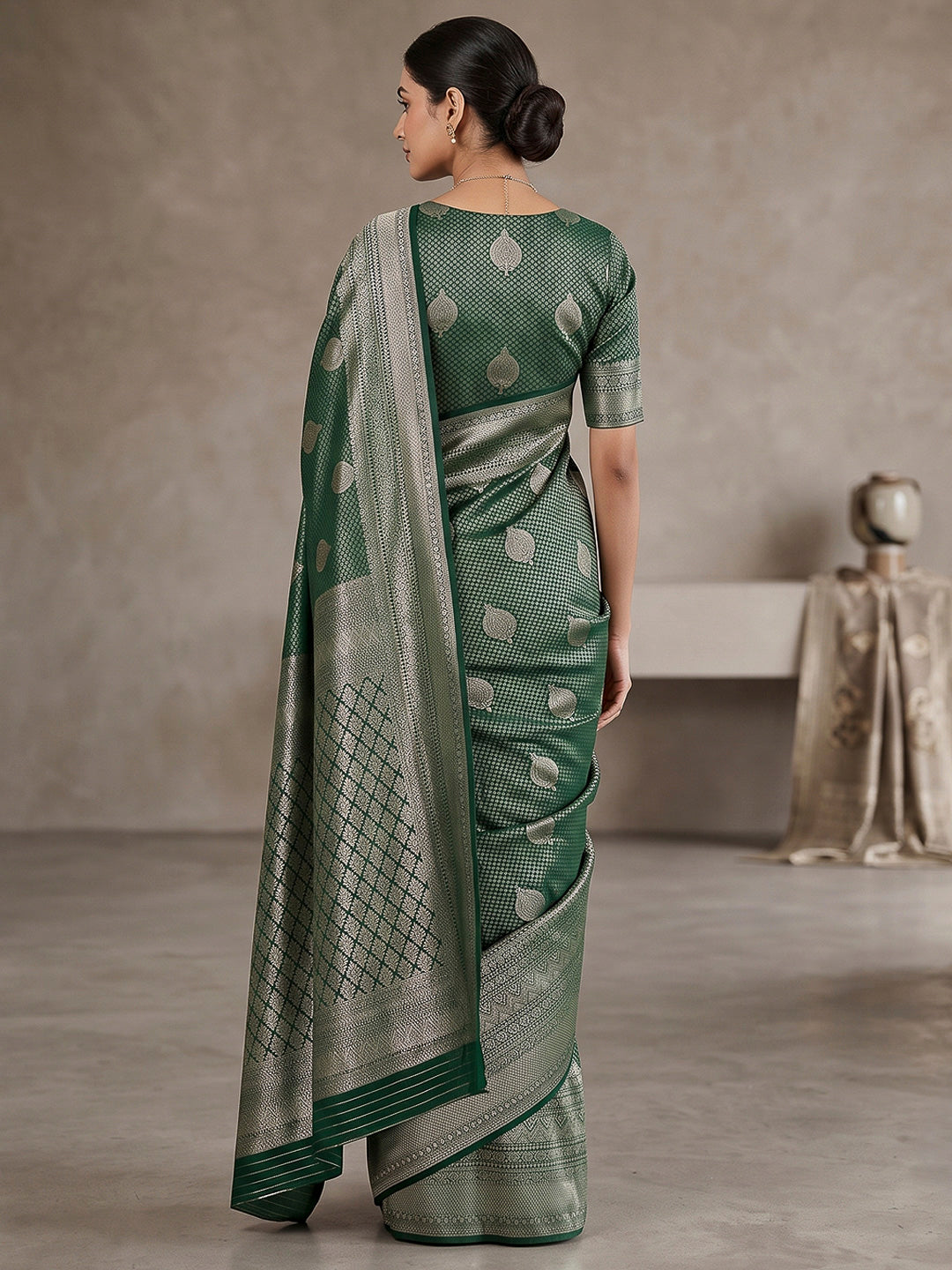 Green Art Silk Woven Saree