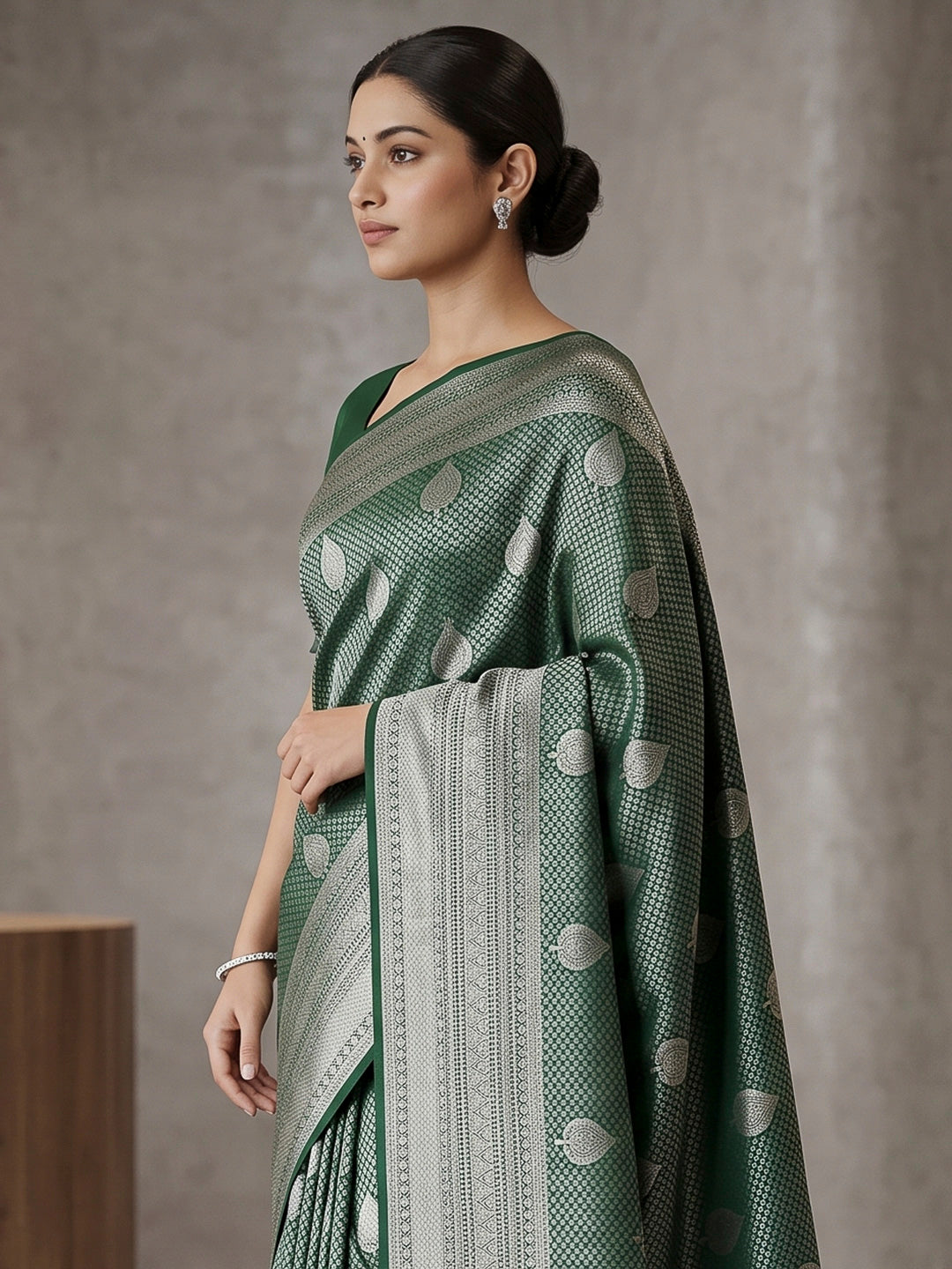 Green Art Silk Woven Saree