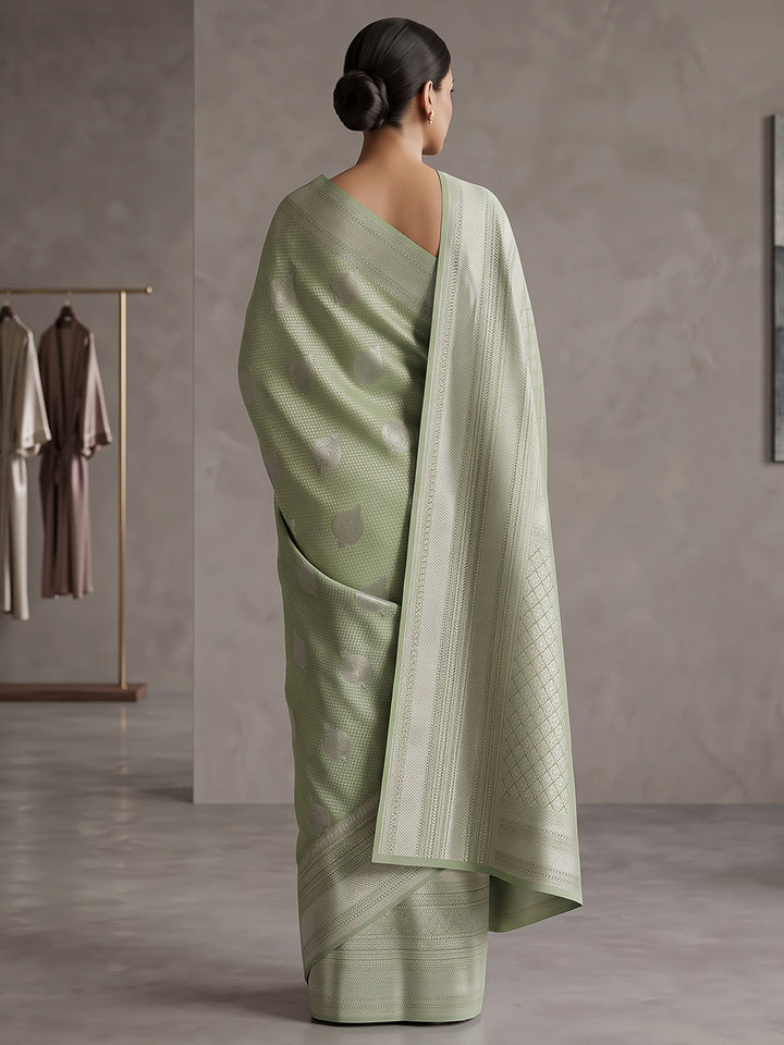 Pista-Green Art Silk Woven Saree