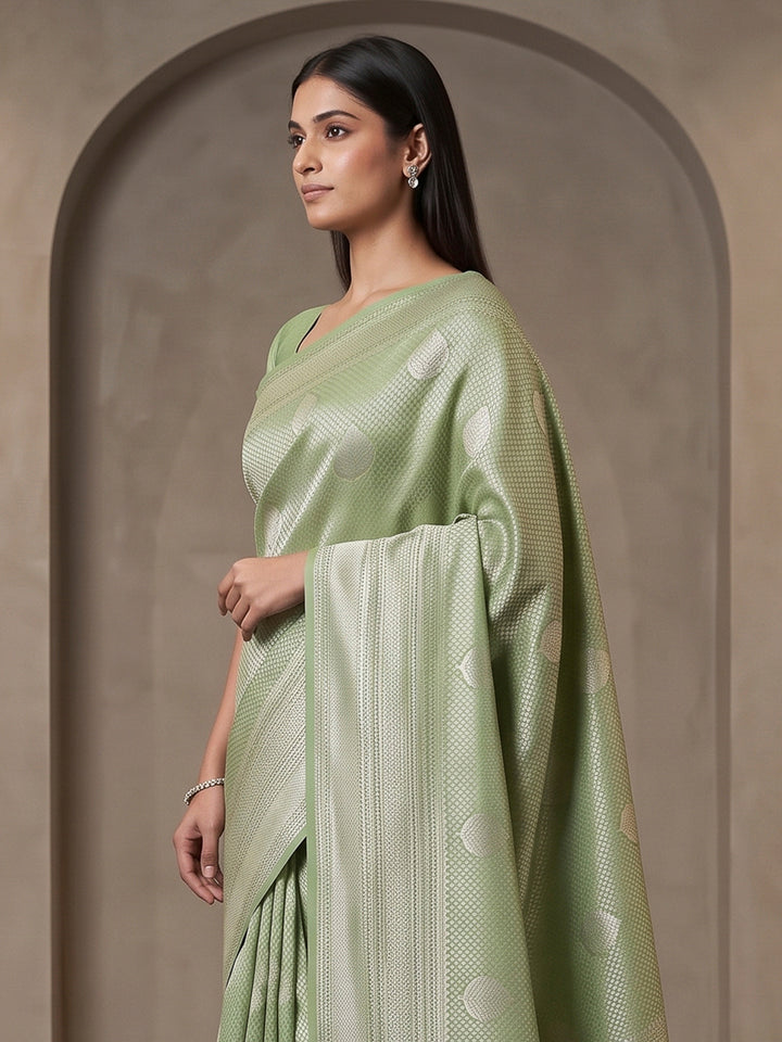Pista-Green Art Silk Woven Saree