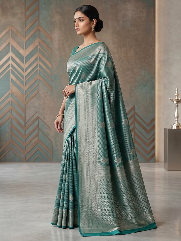 Rama-Green Art Silk Woven Saree