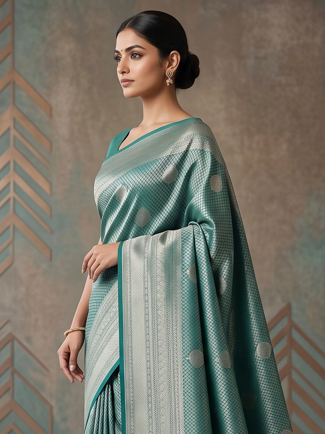 Rama-Green Art Silk Woven Saree