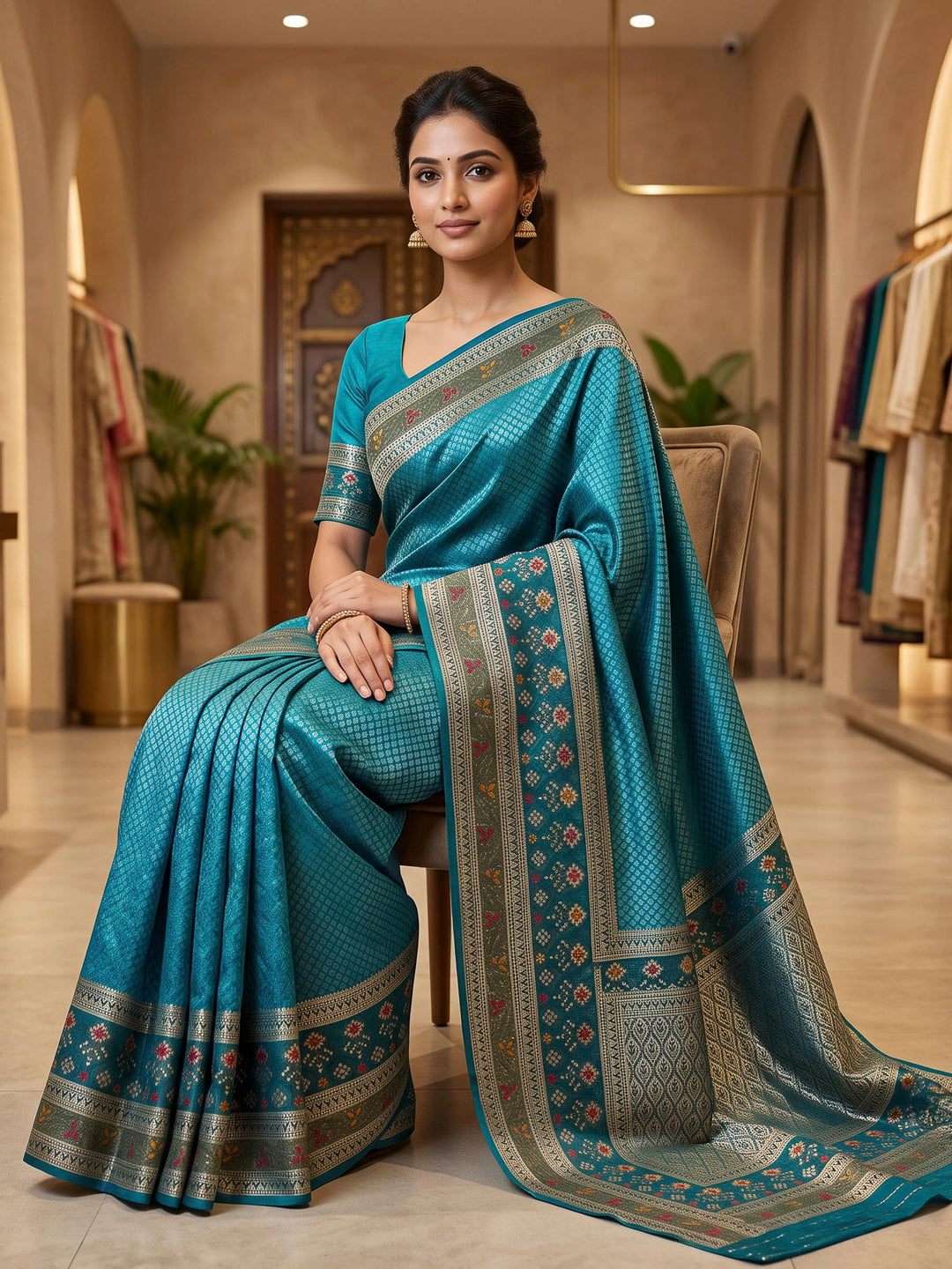 Blue Art Silk Woven Saree