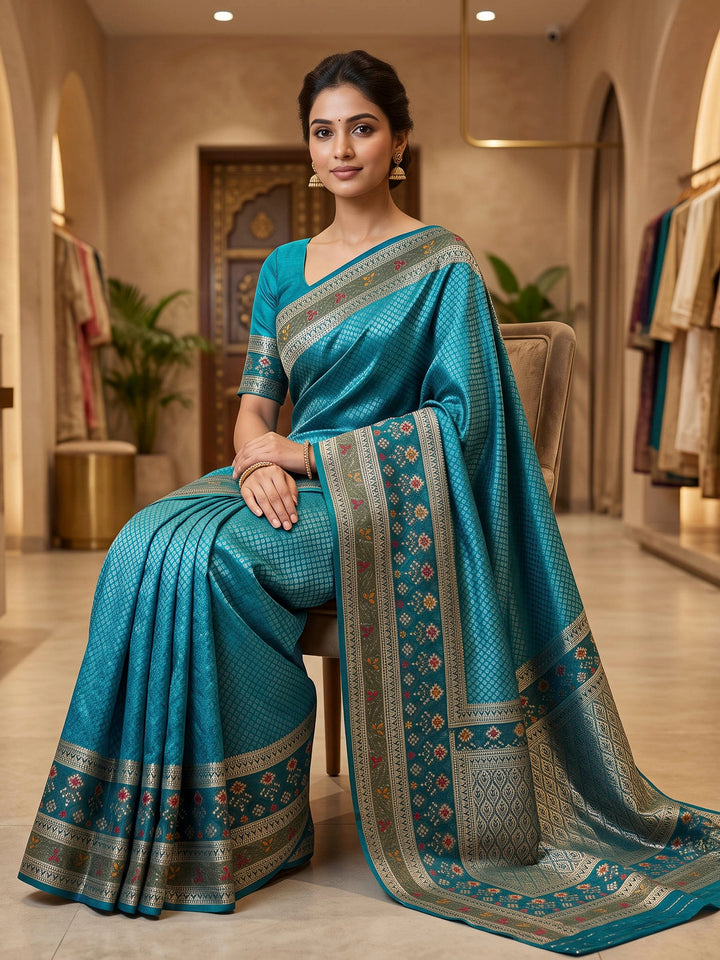 Blue Art Silk Woven Saree