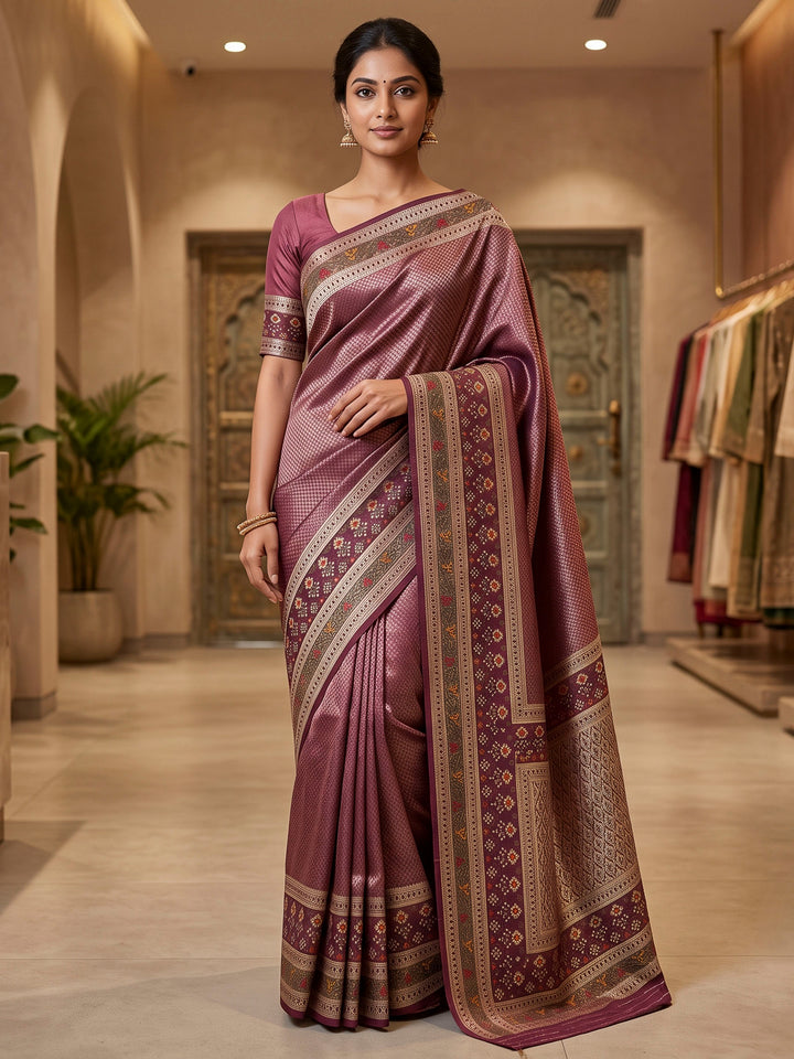 Lavender Art Silk Woven Saree