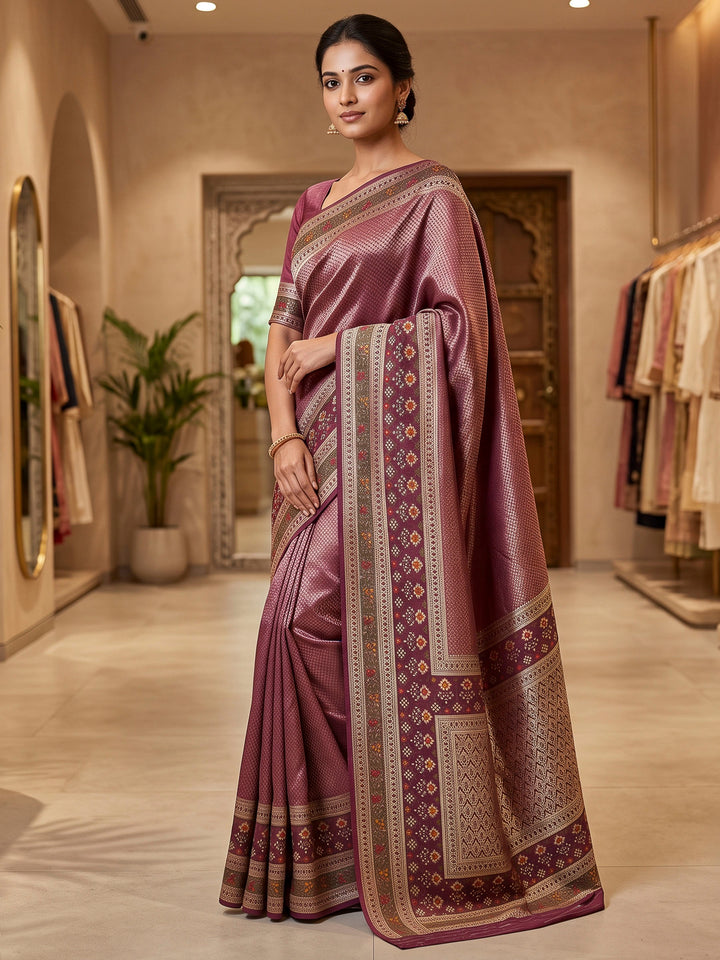 Lavender Art Silk Woven Saree