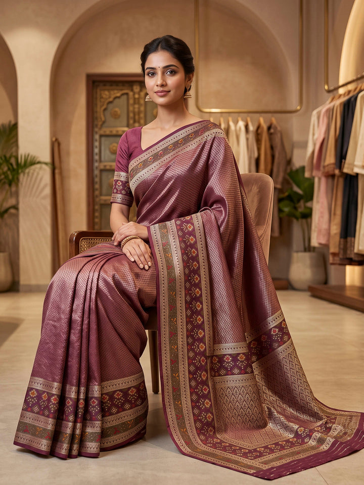 Lavender Art Silk Woven Saree