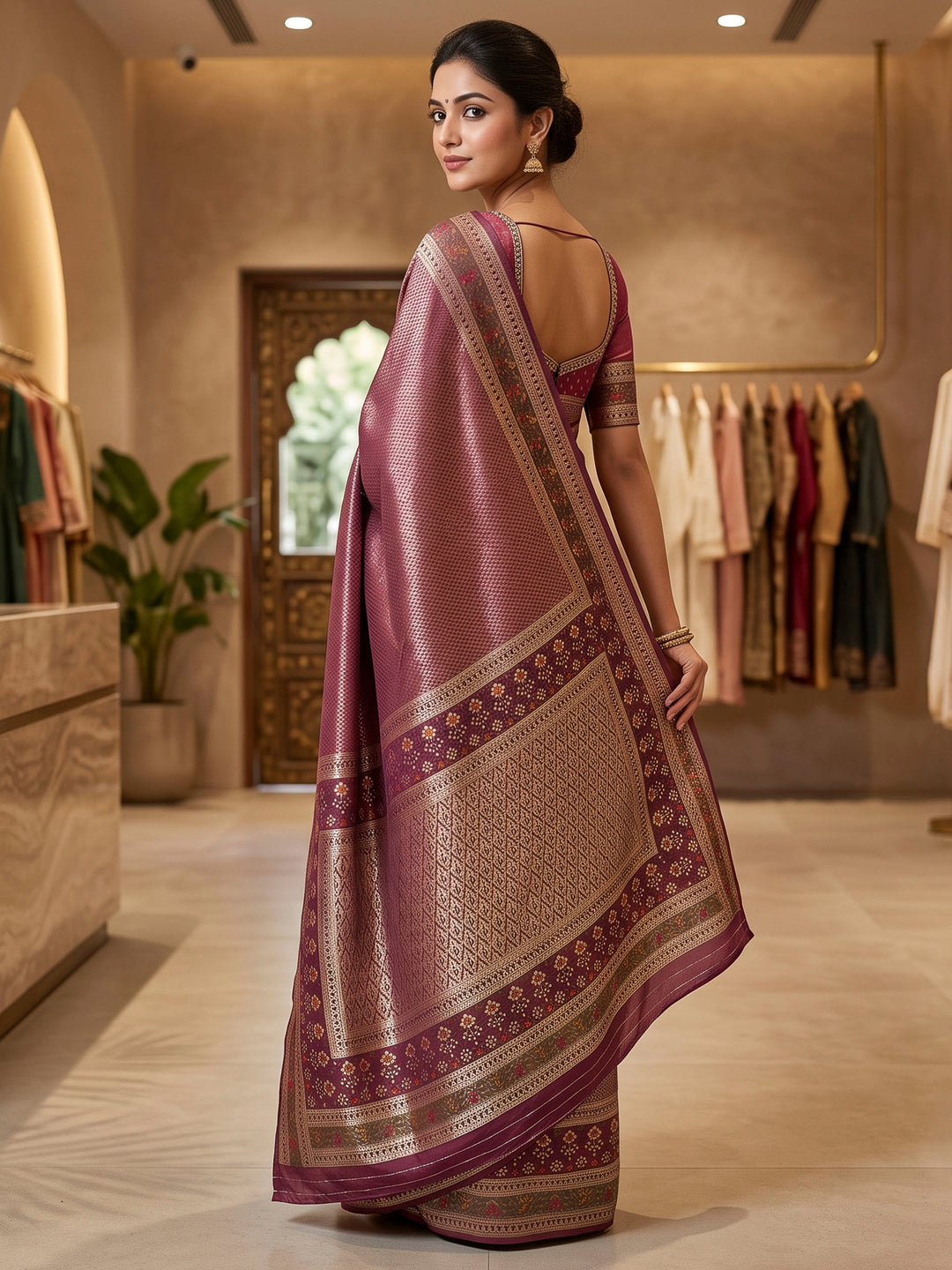 Lavender Art Silk Woven Saree