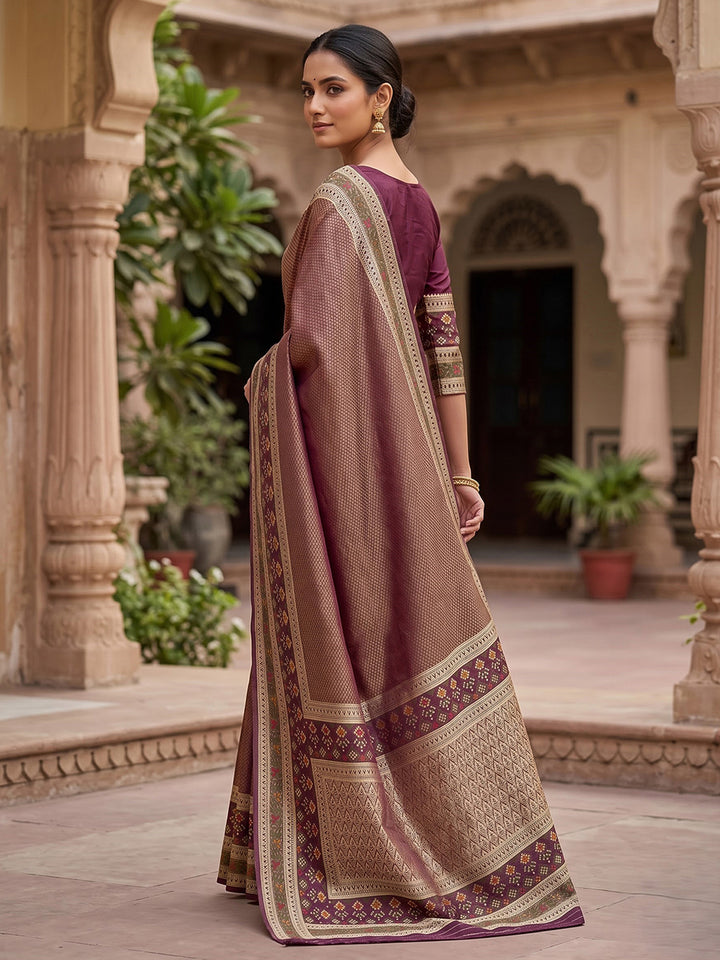 Maroon Art Silk Woven Saree