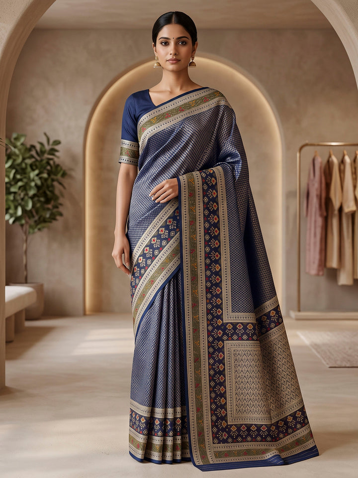 Navy Blue Art Silk Woven Saree