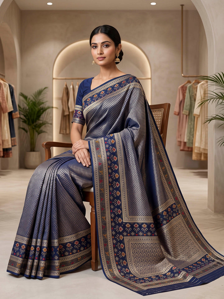 Navy Blue Art Silk Woven Saree