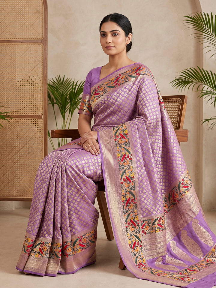 Lavender Art Silk Woven Saree