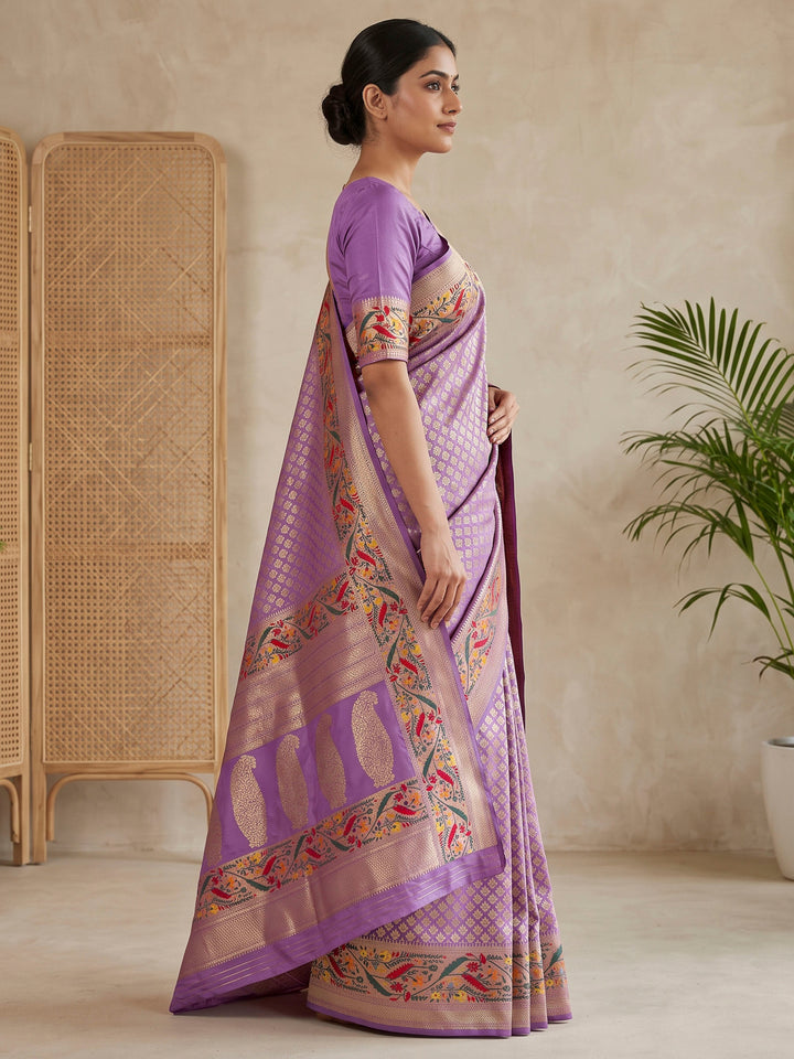 Lavender Art Silk Woven Saree
