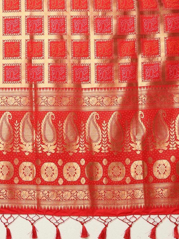 Red Dola Silk Woven Saree