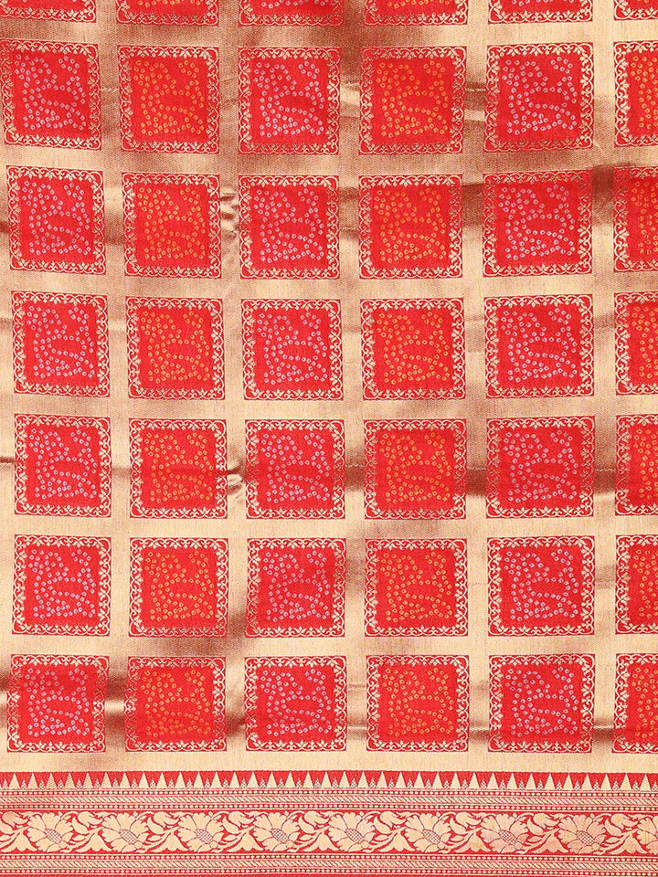 Red Dola Silk Woven Saree