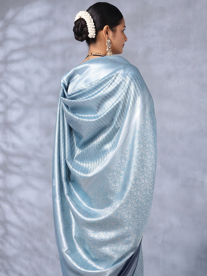 Light-Blue Art Silk Woven Saree
