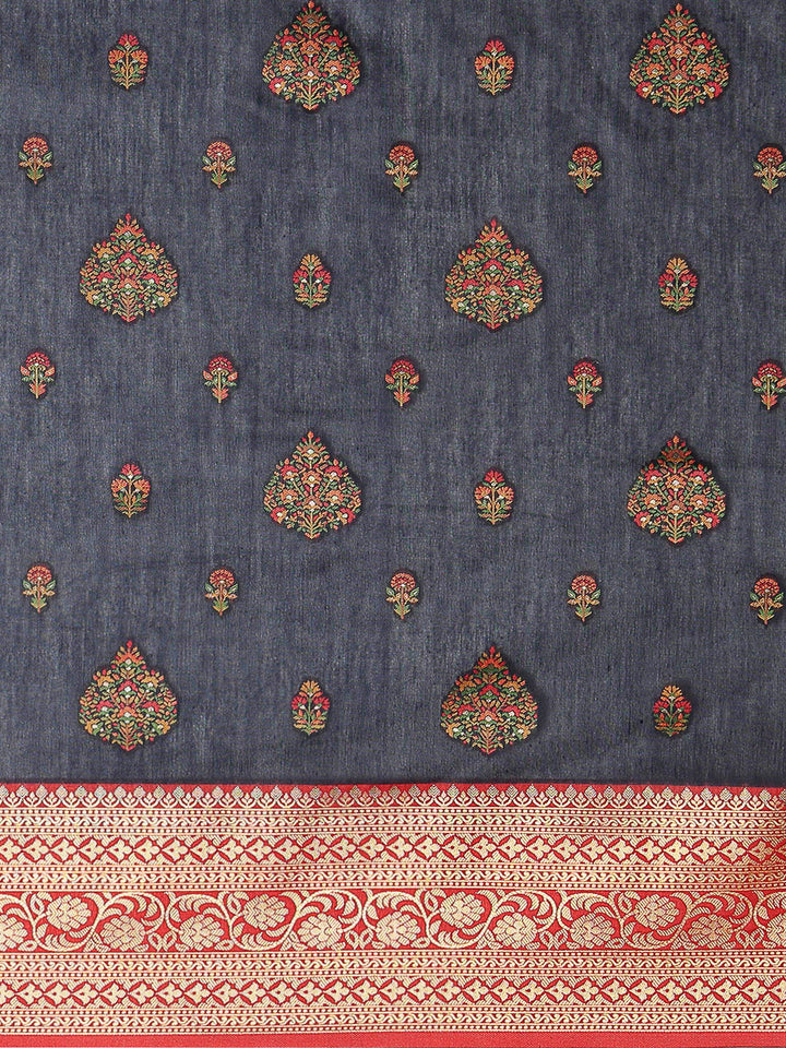 Navy-Blue Art Silk Woven Saree