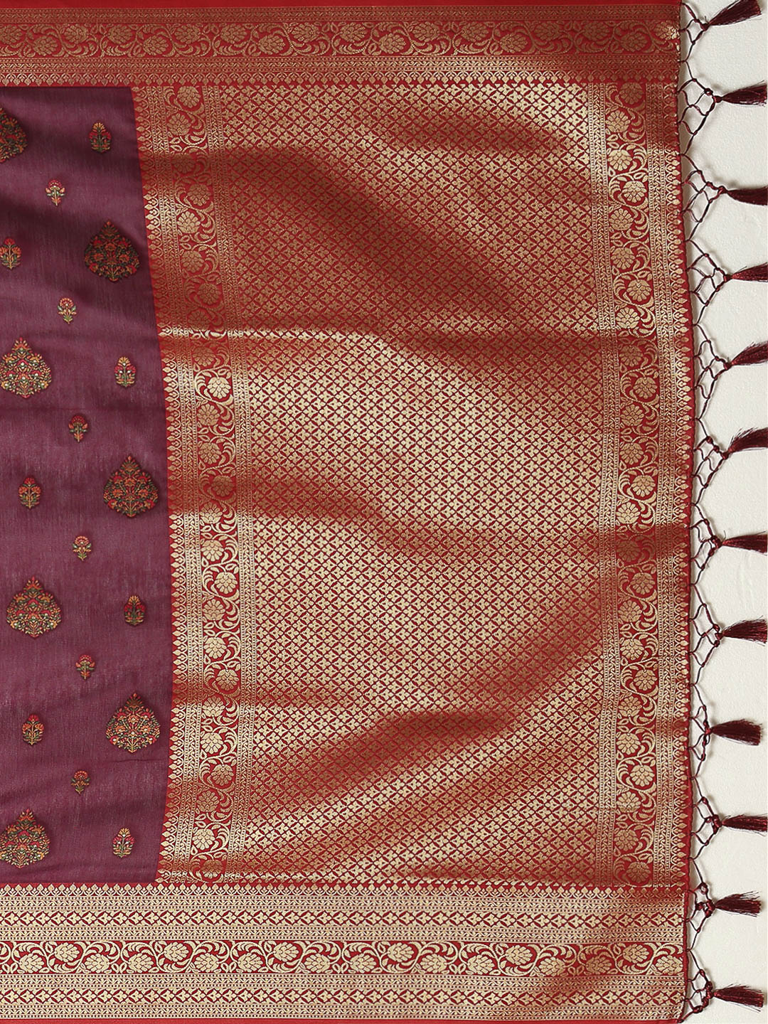 Wine Art Silk Woven Saree