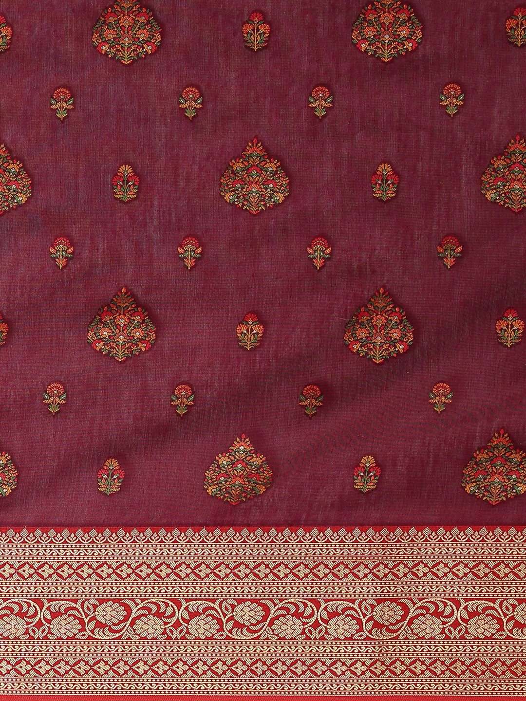 Wine Art Silk Woven Saree